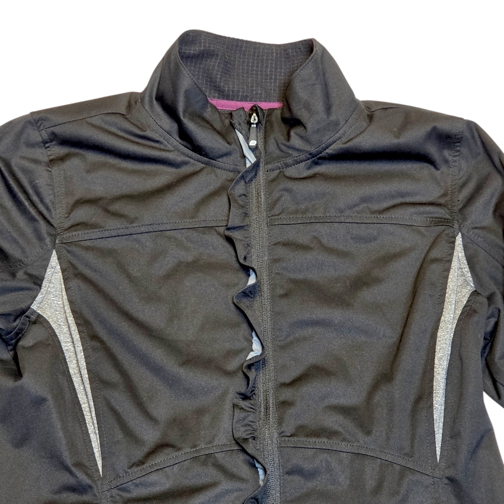 Road Runner Sports Ruffle Zip Running Jacket Black Reflective Athletic Medium - Picture 3 of 14